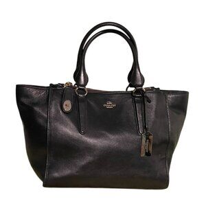 Coach Black Leather Tote Bag With Lt. Gold-Tone Hardware & Double Top Handles